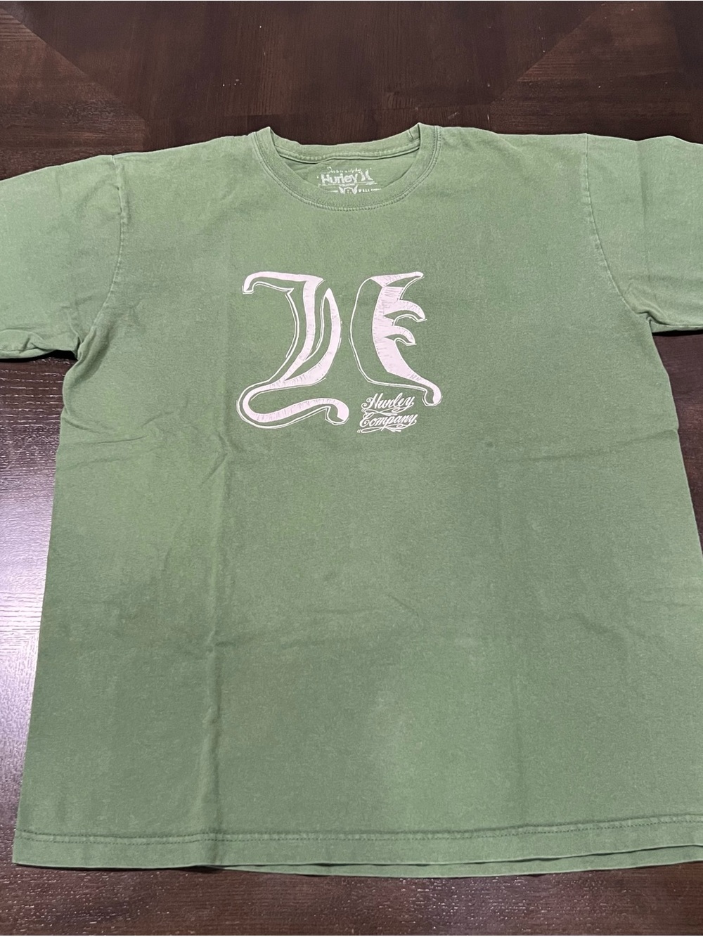 Hurley Men's M Green Cotton Knit Crew Neck Short Sleeve Graphic Logo T-Shirt